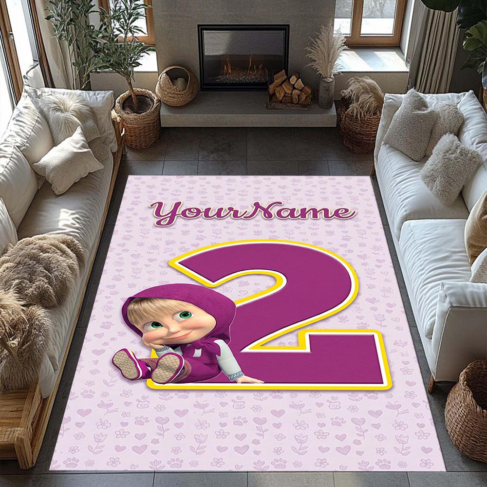Masha Bear Customize Text Floor Mat Perfect for Outdoor Game Room Entryway Study room Anti-slip Rug Office home decor Spiritual Gift