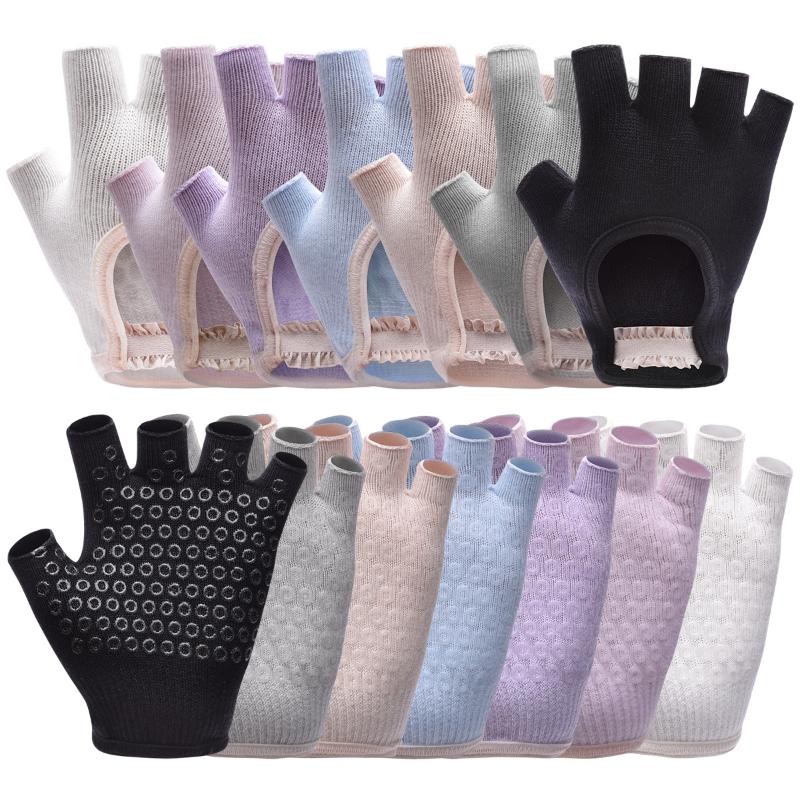 1Pair Half Finger Yoga Antislip Gloves Women'S Anti-Slip Exercise Half Finger Gloves Fitness Aerial Bike Sports Training Gloves