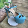 Fashion Brand Sexy Rivet 16cm High Heel Sandals Platform Party Wedding Ball T-stage Women Shoes High Quality Large 43summer Female Shoes