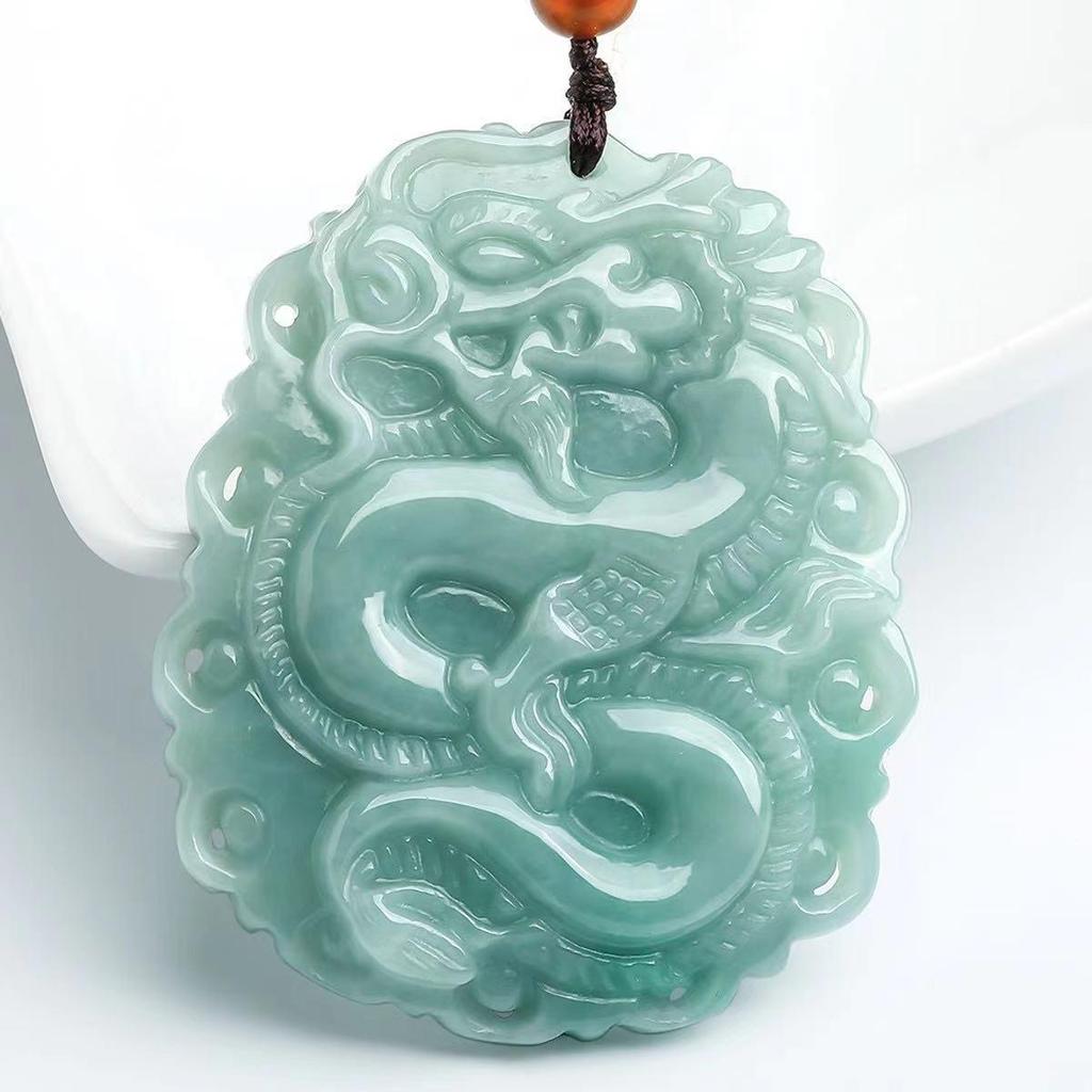 Grade A Jade Pixiu Guanyin Buddha Dragon Pendant Necklace Peace Amulet