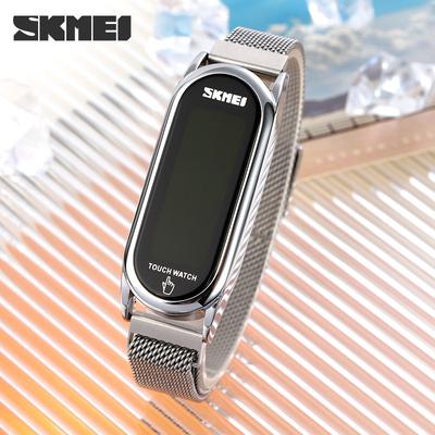 Reloj de pareja LED táctil de moda con pulsera magnética de malla, reloj de mujer resistente al agua, reloj electrónico