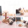 Booteely Wooden Two/3 Levels Pet Cat Toy Tower Tracks Disc Cat Intelligence Amusement Triple Play Disc Cat Toys Ball Training Toys Decor