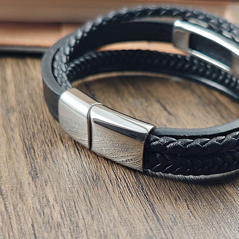 New Fashion Men Bracelet Hand Homme Eagle Bracelets Woven Hand Jewelry For Stainless Steel Magnet Clasp Leather Bangles Gift