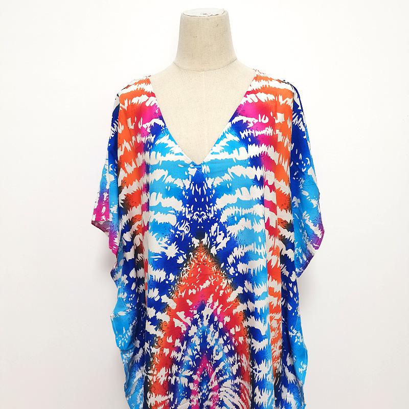 2022 European & American Beach Cover-up: Printed Long Robe & Bikini Sun Protection Dress