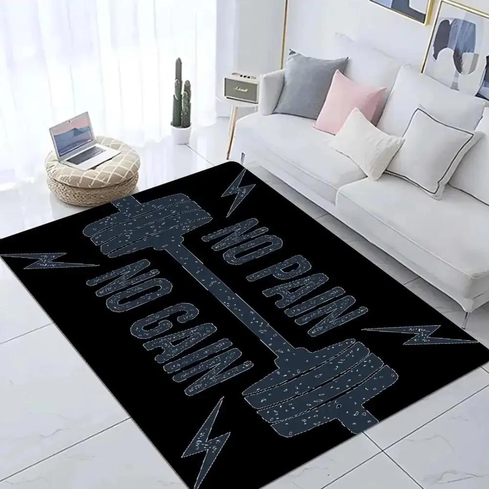 No Pain No Gain Print Carpet GYM Floor Mat Bathroom Anti slip Doormat Absorb Water Long Strip Kitchen Cushion Home Welcome Rugs