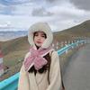 Autumn Winter Japanese Style Cute Plush Ear Protection Scarf Hat Integrated Knitted Fleece Lined Thickened Warm Wool Lei Feng Hat