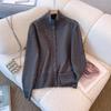 Solid Color Button-Up Knit Cardigan for Women: Loose, Casual, High Neck, Dropped Shoulder, Autumn/Winter Design.