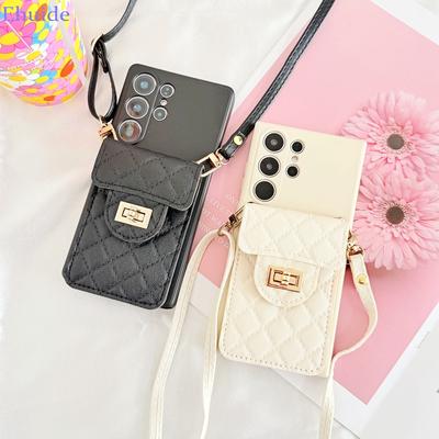 Geldbörsen-Lanyard-Hülle für Samsung Galaxy S26 Ultra S25 FE S24 Plus S23 S22 S21 Crossbody-Riemen Leder Vintage Tasche Abdeckung