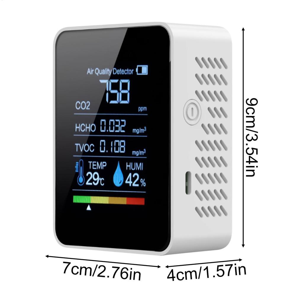 Multifunctional 5 In 1 Air Quality Monitor CO2 Meter Digital Temperature Humidity Tester Carbon Dioxide TVOC HCHO Detector