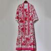 2025 Women's Retro Geometric Print Short Sleeve T-Shirt Dress with Loose Puffy Skirt