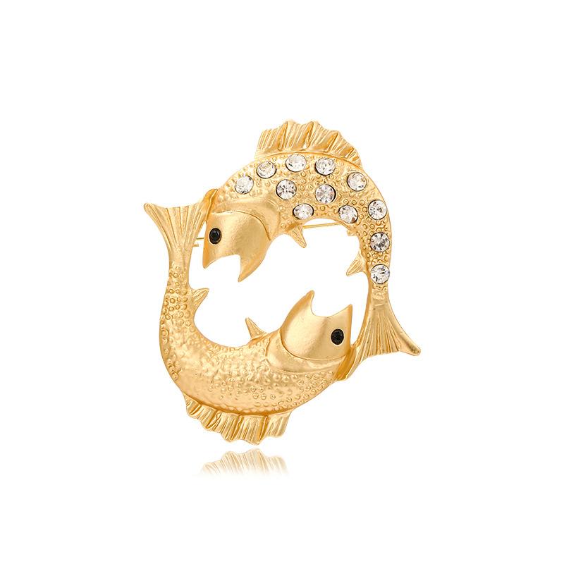 Vintage high-end 12 constellation brooch, animal rhinestone corsage, high-end clothing pin