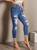 European & American Women's Elastic Waist Skinny Jeans - Stretch Ripped Cropped Style