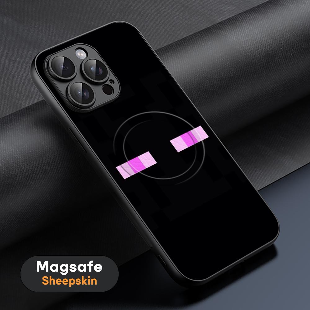 Minimalist pixel fashion mc monster Phone Case For iPhone 16 15 14 13 12 11 Plus Pro Max High-end Luxury Magsafe Sheepskin