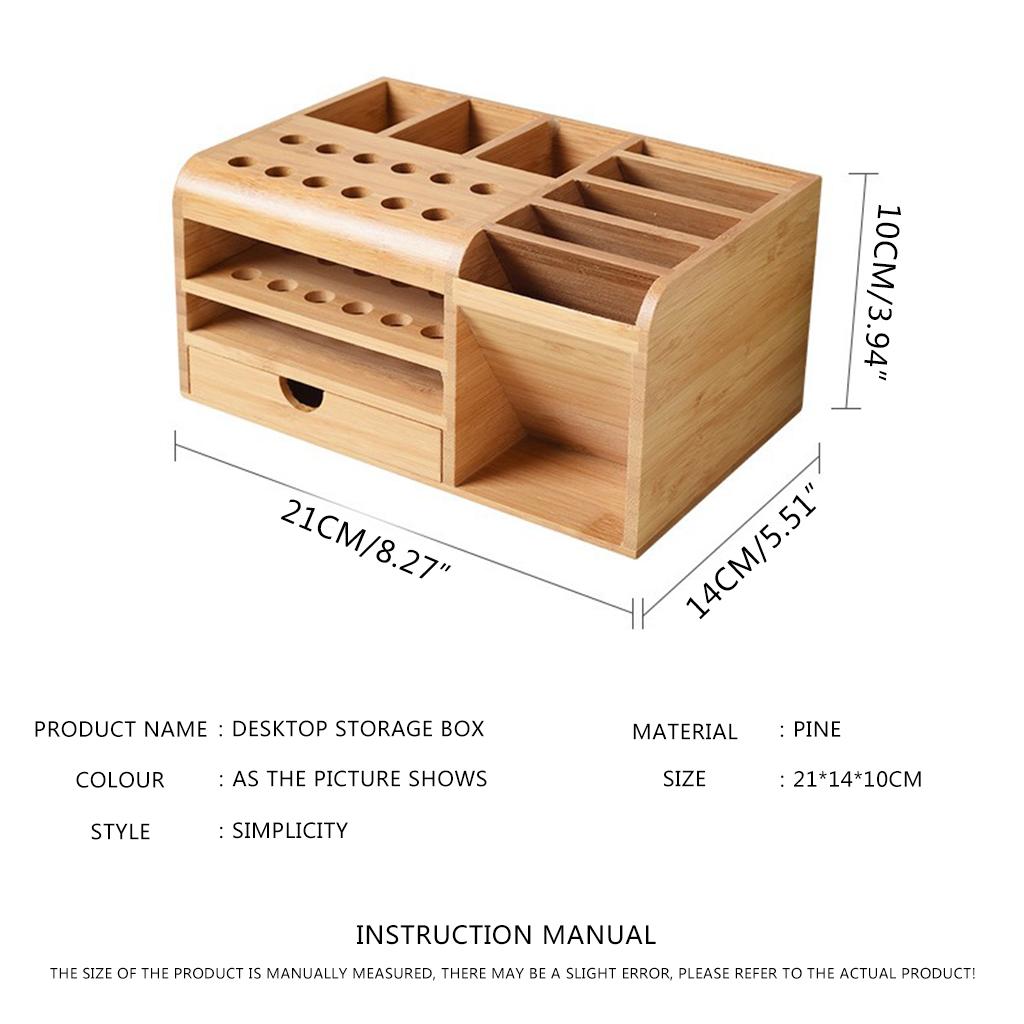 Tool Holder Wooden for Tweezers Screwdrivers Knives Rulers Compartment Storage Shelf Smartphone Remote Control