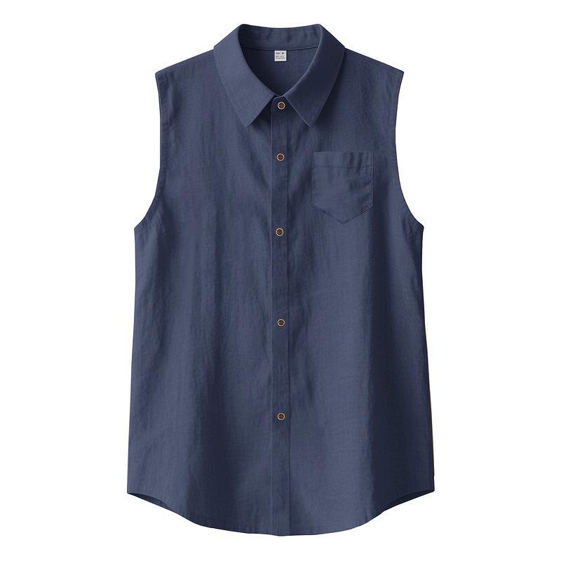 European-American Men's Sleeveless Casual Linen Beach Cardigan