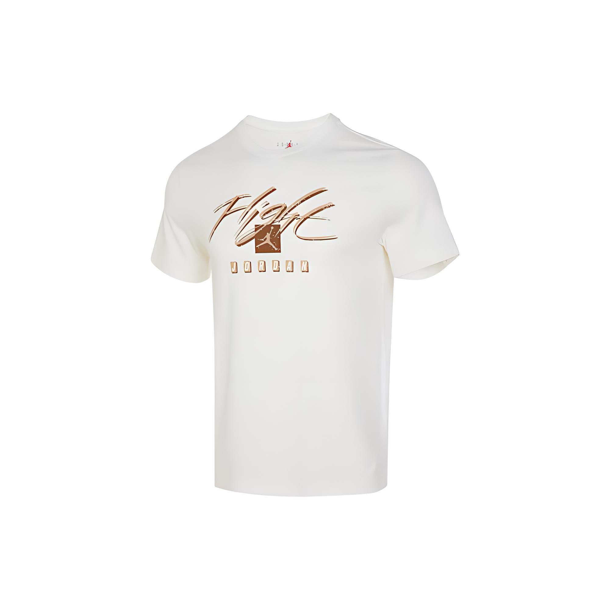 Jordan T Shirts Men s Ecru Crew Neck Moderate Straight Fit FB7400-133 XL