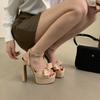 Fashion New Style Summer Butterfly-knot Square Toe Platform Heels Woman Sandals Street Buckle Strap Shoes Heels Sandals Zapatos De Mujer