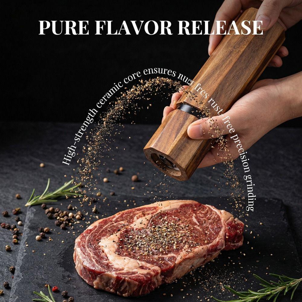 Acacia Wood Pepper Spice Mill Portable Handheld Salt Grinder  Kitchen Accessories