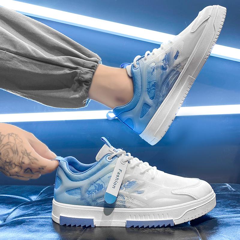 Men Vulcanize Shoes Breathable White All-match Shoes Male Flats Lace-up  Casual Shoes Autumn Men Spring Men Sneakers Light Shoes