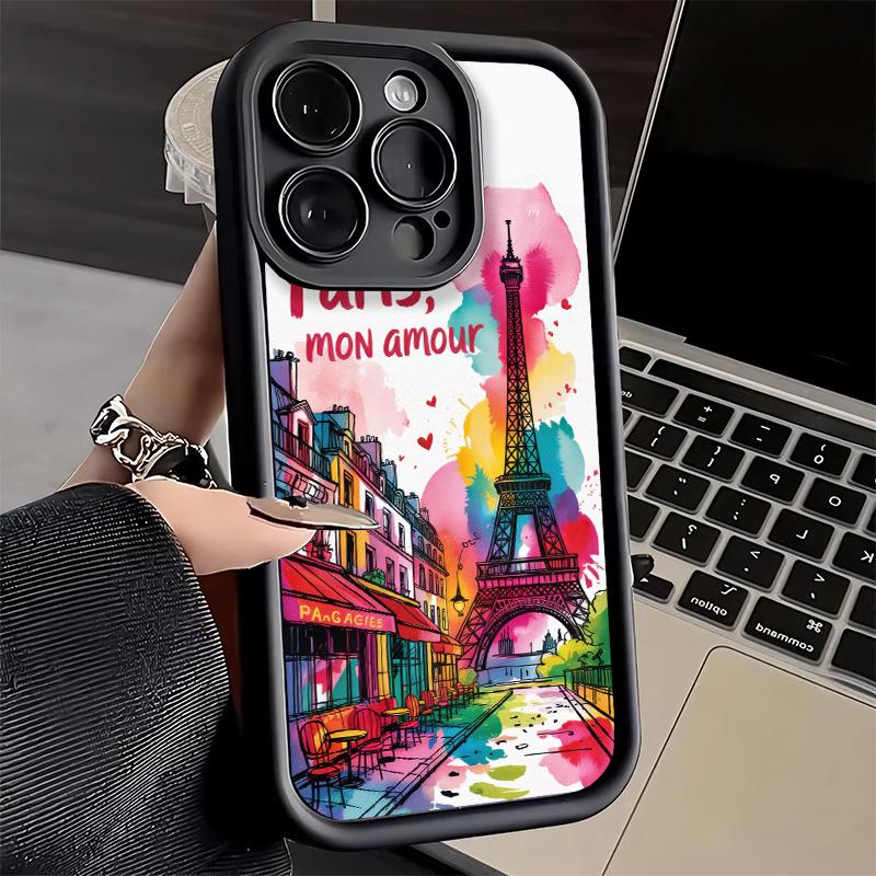 Phone Case for iPhone 17 Air 16E 15 16 Pro Max France Eiffel Tower Paris Cover 14 Plus 13 12 Mini Soft Shell Silicone Fundas