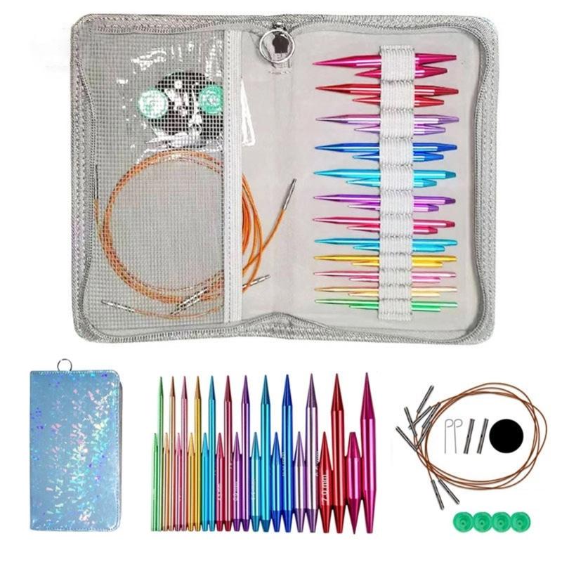 Metal Circular Knitting Needle Set Interchangeable Crochet Hook Crochet Needle Knitting Art Tool for Crocheting