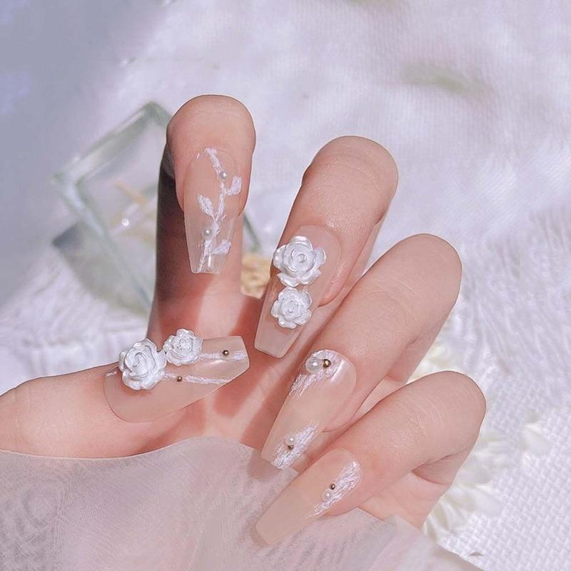 30Pcs/Bag of Camellia Manicure Jewelry Resin Drill Nail Decoration Symphony Three-Dimensional Flower Accessories