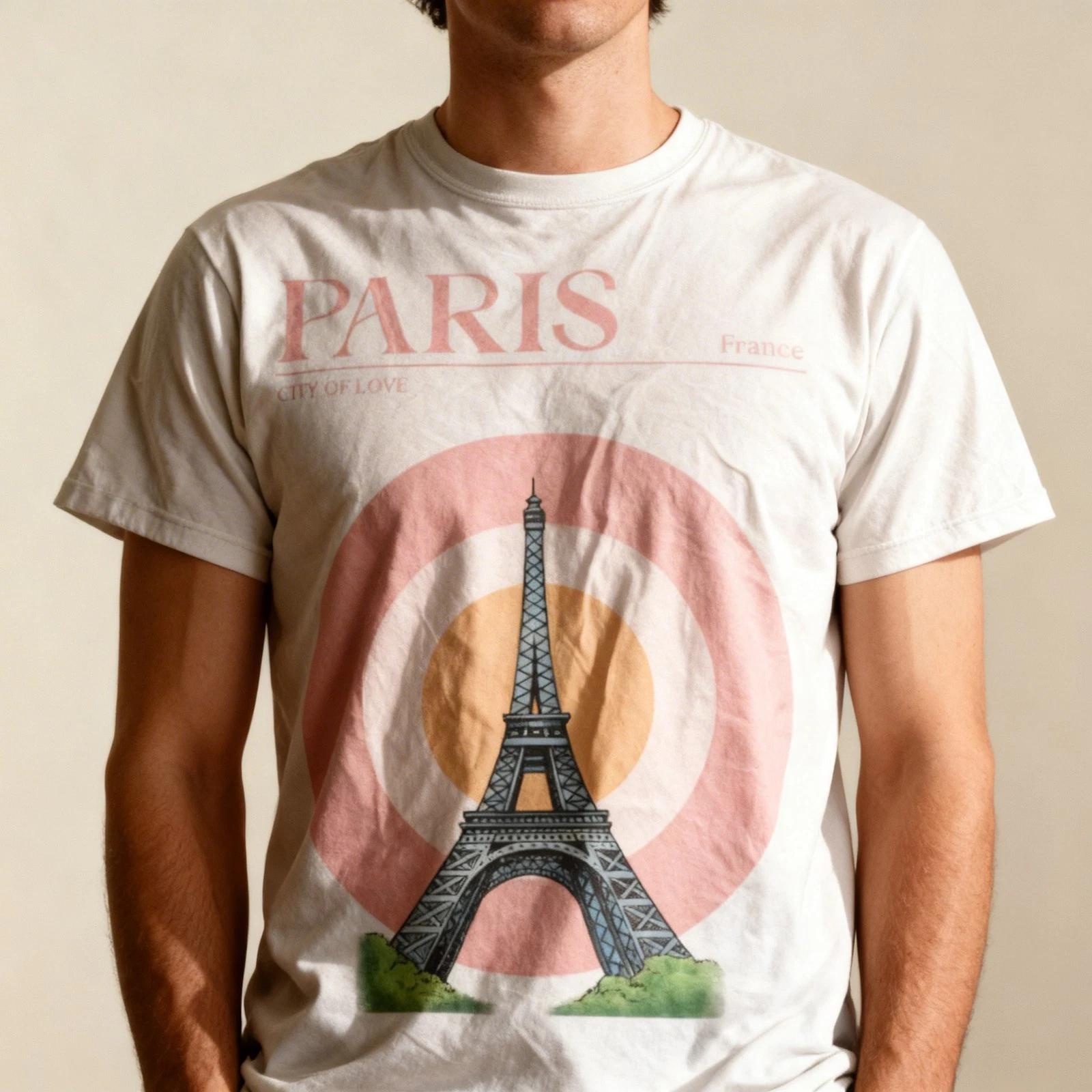 Paris T shirt Travel France Louvre Museum Notre-Dame Cathedral L