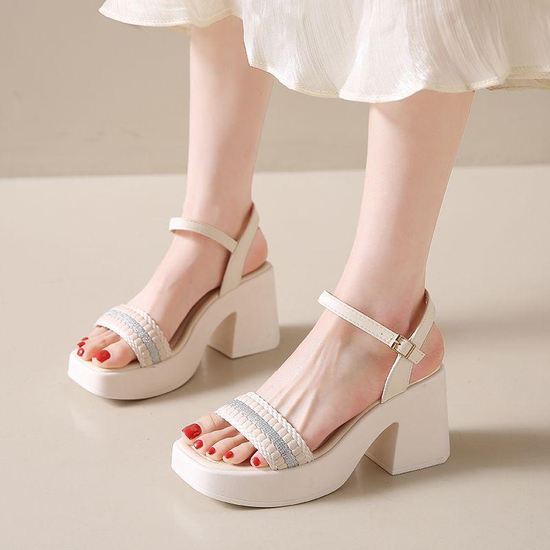 Zeppa con Plateau Impermeabile Tacco Super Alto Sandali da Donna Stile Romano Scarpe da Donna Estate 2025 Sandalo Comodo di Lusso
