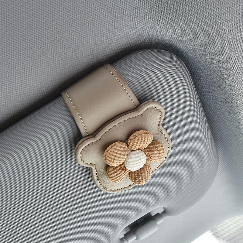 Car Sun Visor Multi-functional Leather Glasses & Card Holder