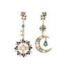 Fashion Star Sun Moon Rhinestone Crystal Stud Dangle Pretty Earrings
