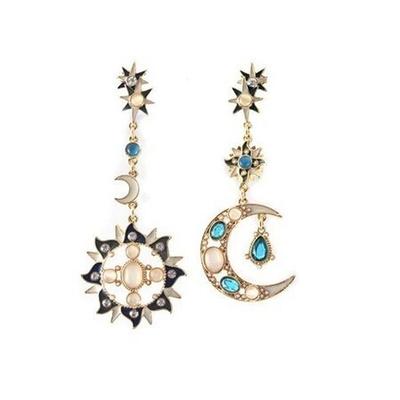 Brincos Lindo Estrela Sol Lua Strass Cristal Stud Pendente