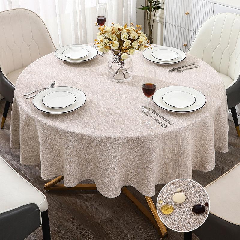Waterproof and Dustproof Round Table Cloth Home Atmosphere Folding and Edging Dining Table Hotel Fashionable and Simple Style