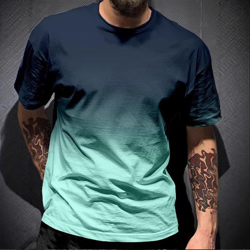 Men's Summer Loose Short Sleeved 3D Digital Printed Round Neck Men's T-shirt Short Sleeved Top Shirt