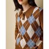 INMAN Women's Retro Argyle Pullover Sweater