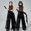 Girls' Silver Leather Jazz Dance Costume: Children's Practice & Street Dance Outfit for Trendy Fashion Shows
