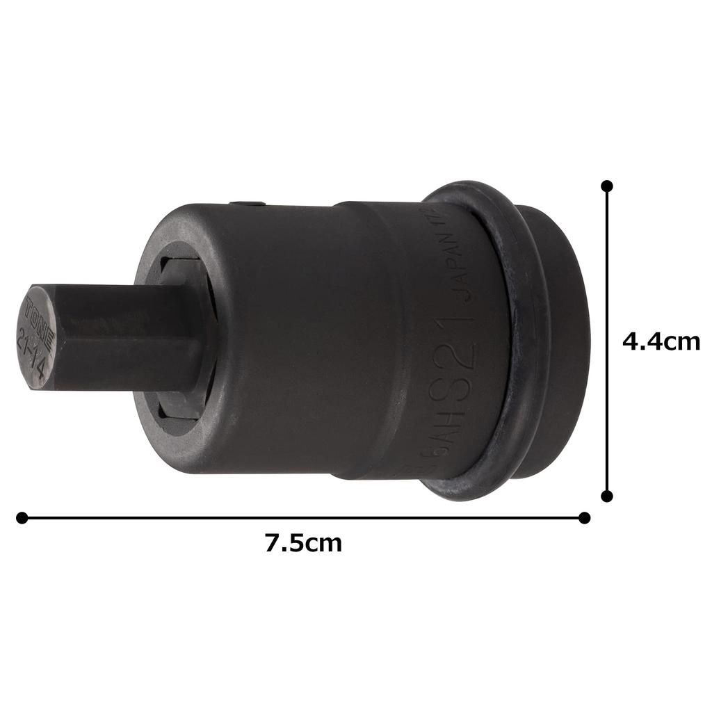 TONE Impact Hexagon Bit Socket 14mm Includes 2 Pieces (Interchangeable), 6AH-14H, 19.0mm (3/4") Drive, Width,