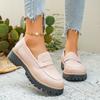 2025 New Spring and Autumn Loafers Large Size Casual Polished British Style Women's Shoes Thick Heel Thick Sole Foreign Trade Retro