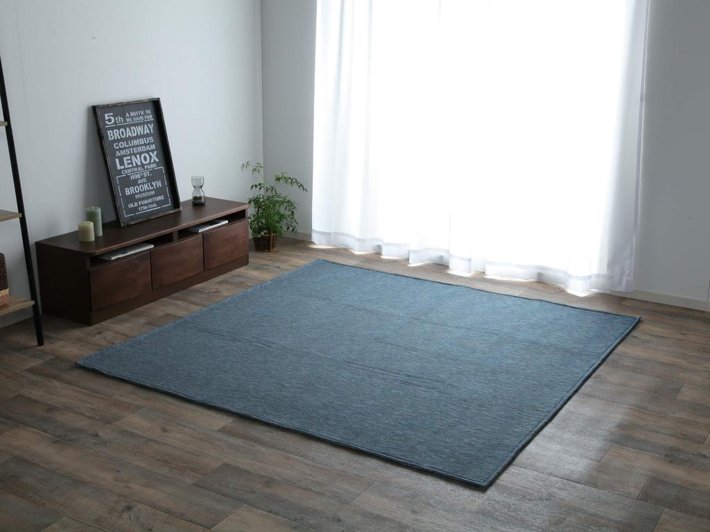 Ikehiko Rug Carpet Mat 2 Tatami Jacquard Navy 185 x 185cm Carpet Approx. (Hot Compatible) #9831317