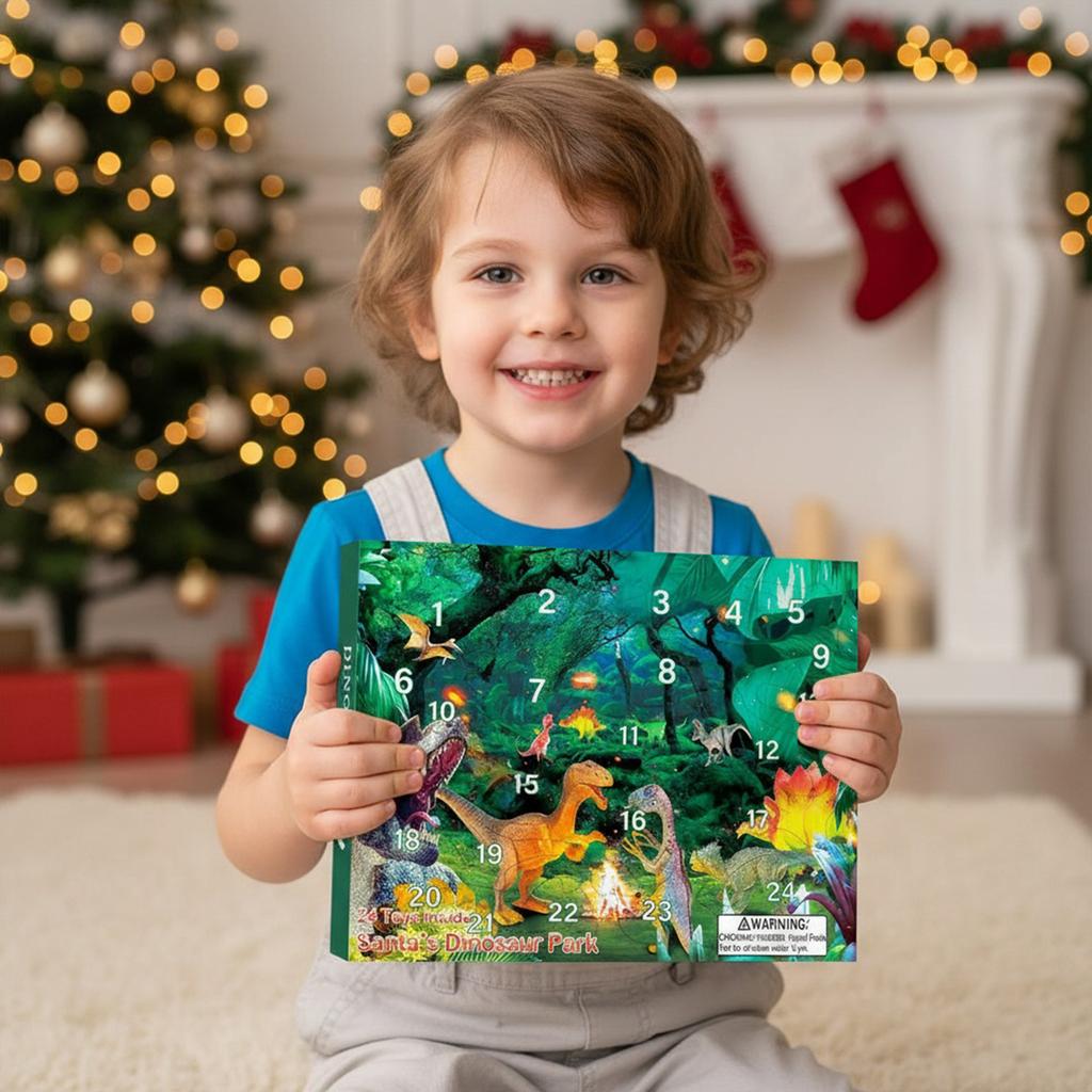 Dinosaur Advent Calendar 2025 with Different Dino Figure 24 Days Christmas Countdown Calendar for Kids Gift