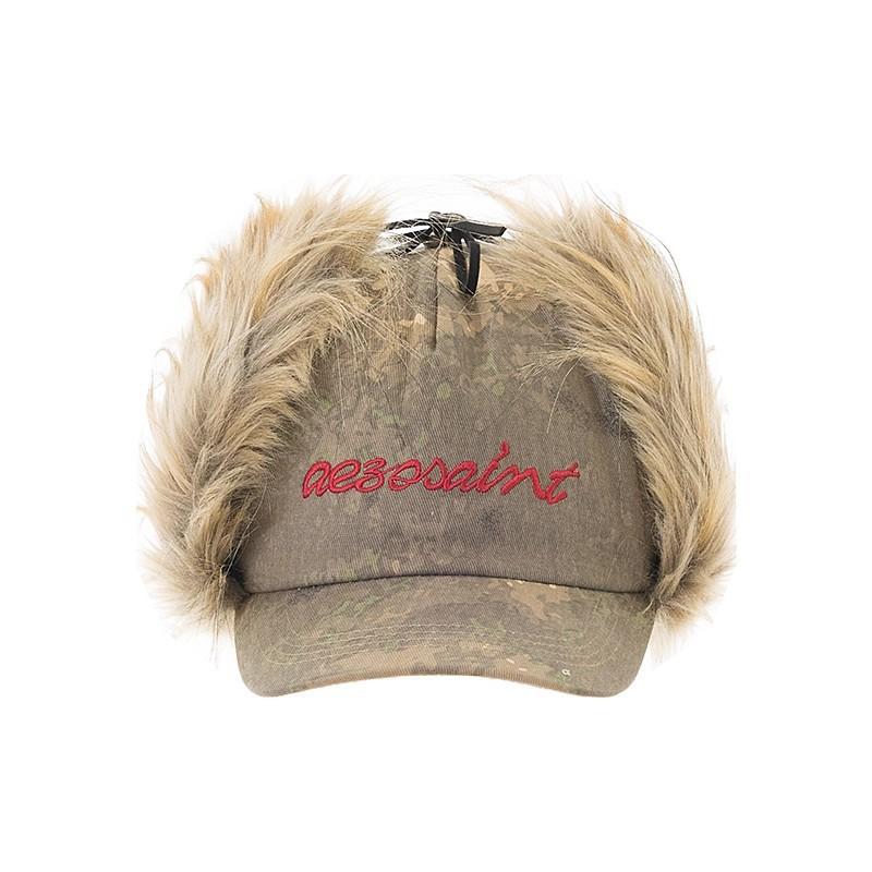 Classic Camouflage Retro Contrasting Color Embroidery Ear Protector Mao Lei Feng Baseball Cap Brown Trendy Cool Baseball Cap
