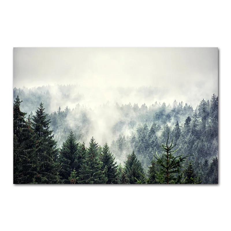 Snowing Landscape Forest Deer Nordic Poster, Animal Poster, Lake Boat, Christmas Leaves, Snow Mountain Prints, Nature Picture De