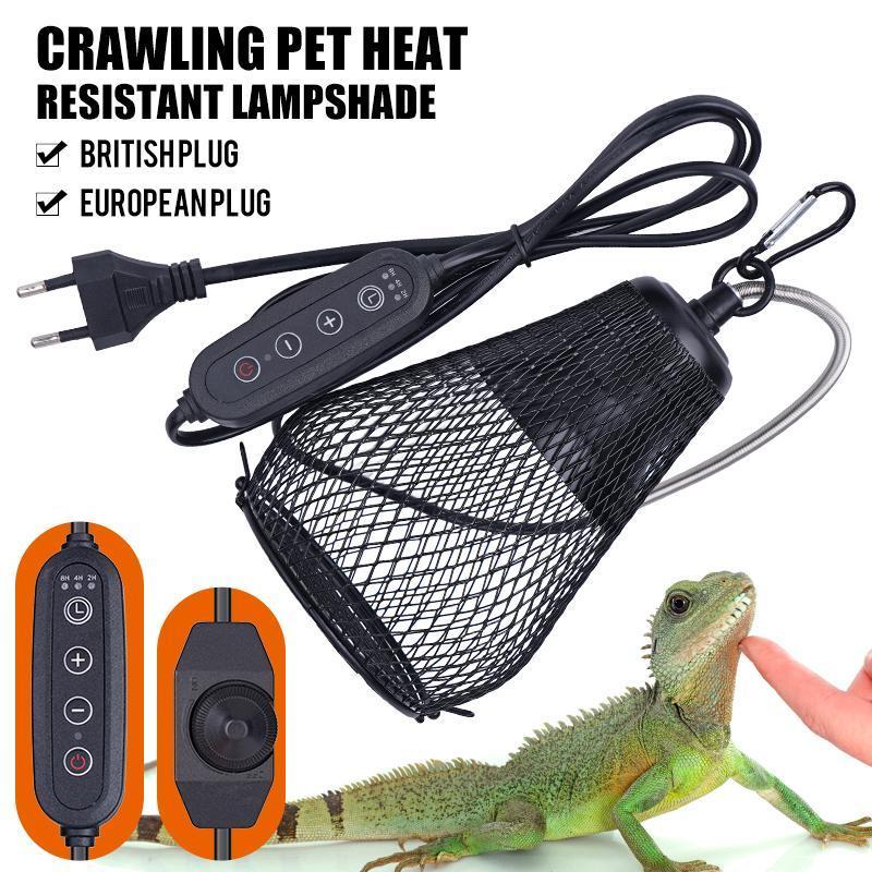 Reptile Heat Lamp Shade Pet Heater Guard Timeable Heat Lamp Anti-Scalding Preservation Infrared Ceramic Heat Lamp Lizard Turtle