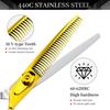 Tesoura de Cabelo Neptune Beauty Dourada Brilhante de 6,0 Polegadas com Cabo Dentado, Tesoura de Cabelo Tesoura Dentada, Fina