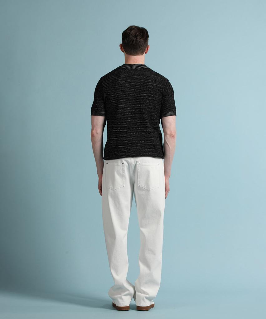 PANICALE Black Melange Half-Zip Polo Knit
