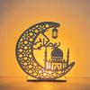 Wooden Moon Star Lights Eid Mubarak Gurbang Muslim Decoration for Home Eid Al Adha Lights