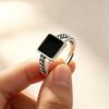 New Square Retro Simple 925 Sterling Silver Jewelry Geometric Opening Rings  02902