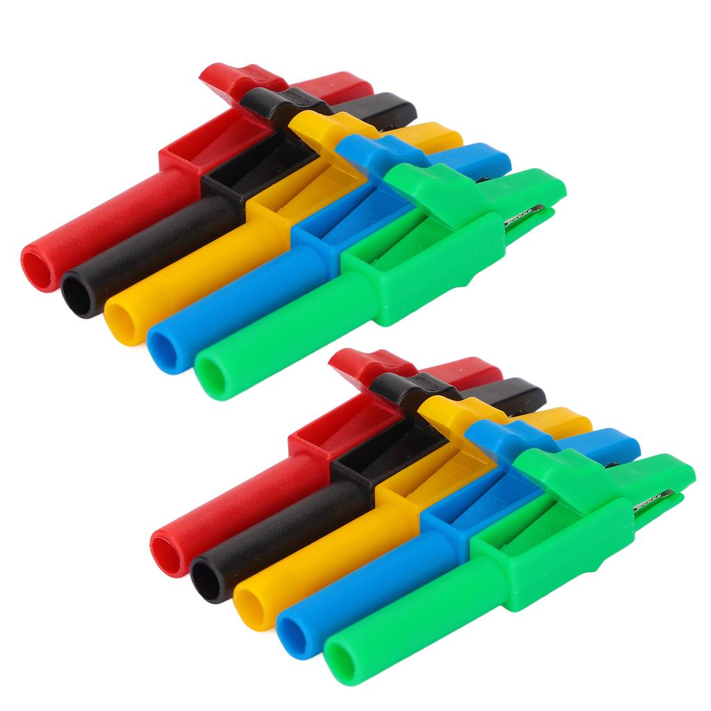 10pcs Heavy Duty Electrical Test Clamp Insulated Safety Clip with 4mm Banana Jack Socket for Car