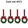Red Ribbon Bow Christmas Cabinet Wreath Stylish for Kitchen Decor Holiday Party Ornament Festive Home Decor Set