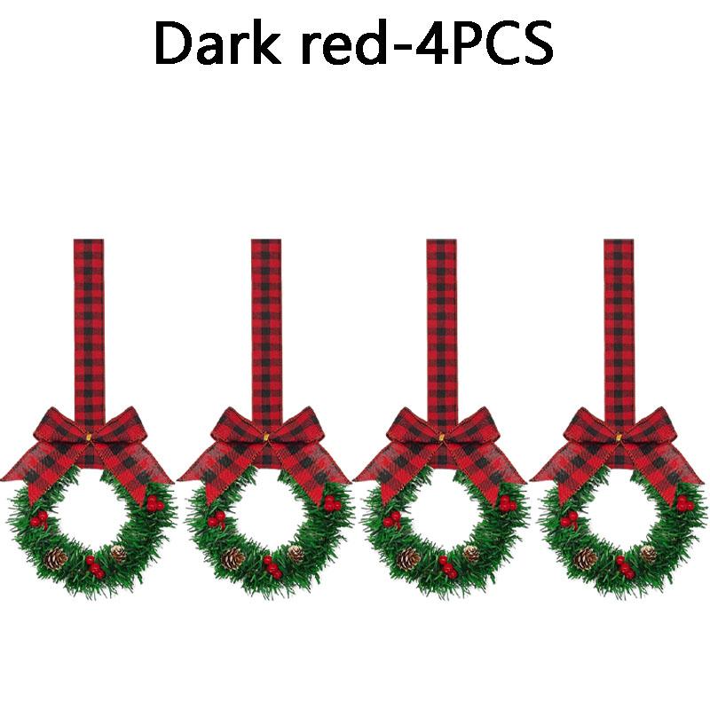 Red Ribbon Bow Christmas Cabinet Wreath Stylish for Kitchen Decor Holiday Party Ornament Festive Home Decor Set