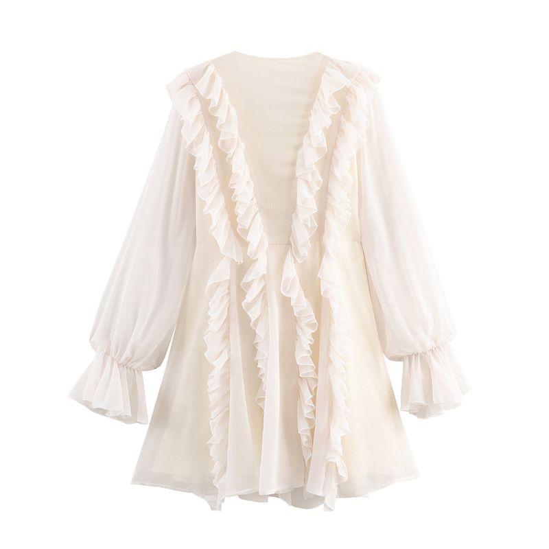 Za Autumn New Women Clothes 2025 Western Style Fashion Design Sense Chiffon Multi-Layer Frill Long Sleeve Dress